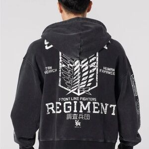 YoungLA X AOT (Attack on Titan) Regiment Zip Hoodie - Black